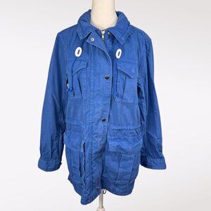 J.Crew Blue Utility Cargo Jacket Cotton Safari Style Small
